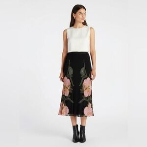 NWT Daniel Rainn Floral Pleated Midi Skirt